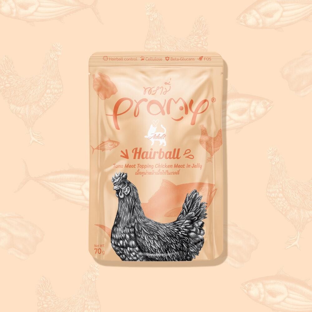 Pramy Hairball Kıl Yumağı Önleyici Ton Balıgı Ve Tavuklu Yetişikin Kedi Konserve Maması 70 GR | SRC: Barcode: 8859601044270